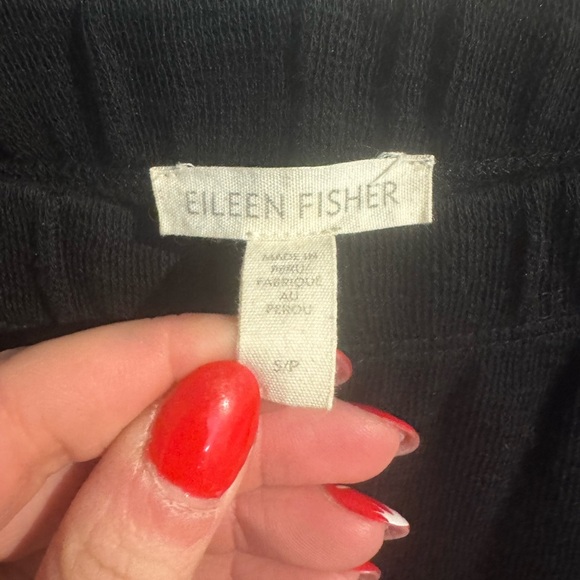 EILEEN FISHER Women's Wide Straight Leg Elastic Waist Pants size Small Black - Picture 6 of 15